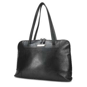 AUTHENTIC GUCCI GRAINED BLACK CALF LEATHER ZIP TOP SHOULDER TOTE BAG 