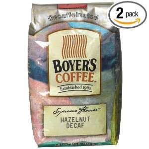 Boyers Coffee Hazelnut Decaf, 16 Ounce Bags (Pack of 2)  