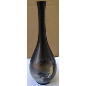  Japanese Style Brass Bub Floral Vase   8 1/4 inches tall x 