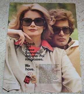 1977 advertising page   Ban Lon Bonneau sunglasses optical Lady & Man 
