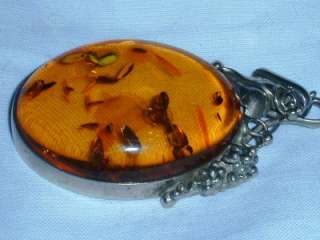 ENORMOUS STERLING AMBER PENDANT  JUST FULL OF INCLUSIONS!! http://www 