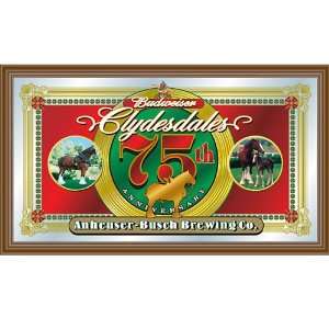 Budweiser Clydesdale 75th Anniversary Wood Frame Bar Wall Mirror