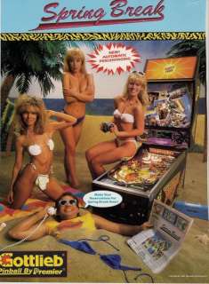 Gottlieb Premier Spring Break Pinball Game Machine 1987 Replay 