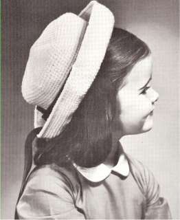 Vintage Crochet Girls Breton Hat pattern Easter S M L  