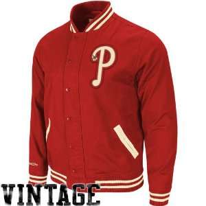   Red Vintage Full Button Twill Jacket (XX Large): Sports & Outdoors