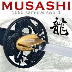 Handmade Musashi 1060 Katana Samurai Sword Dragon Brown  