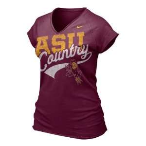   Sun Devils Womens Maroon Nike Ole Faithful Sweep T Shirt: Sports