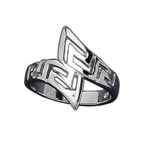   Antique Greek Key Design cut out Modern Cross Over Ring Jewelry