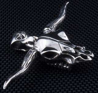   polished gothic wings pendant sterling silver buffalo bull pendant