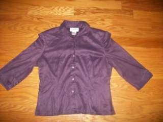 WOMENS PLAZA SOUTH PURPLE STRETCH TOP BLOUSE 14  
