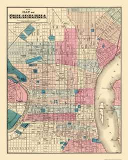 PHILADELPHIA PENNSYLVANIA (PA) STREET MAP 1872 MOTP  