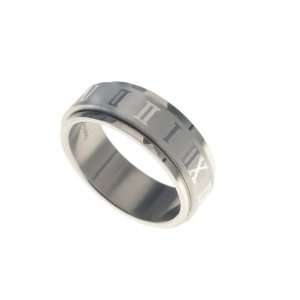  Stainless Steel Roman Numeral Spinner Ring, 13: Jewelry
