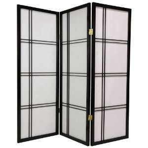  Double Cross 48 Inch Shoji Screen, Black, 70W x 1D x 48H 