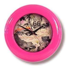  Route 66 Neon Colored Wall Clock: Home & Kitchen