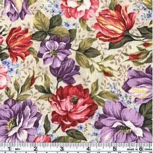   Wide Primrose Floral Cream Fabric By The Yard: Arts, Crafts & Sewing