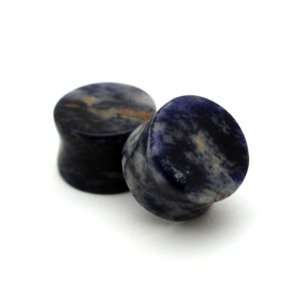  Sodalite Stone Plugs   9/16 Inch   14mm   Sold As a Pair 