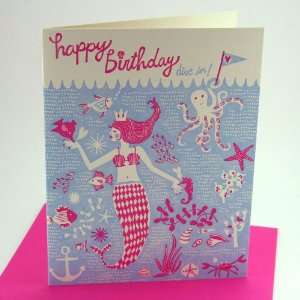  julia rothman mermaid letterpress birthday card NEW 