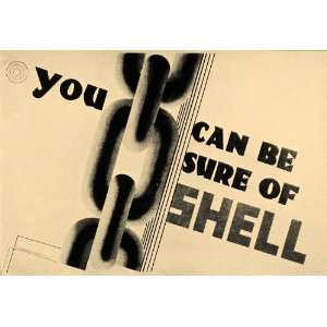  1933 E. McKnight Kauffer Shell Oil Poster B/W Print 