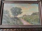   Vintage original framed oil on board country scene painting, unsigned