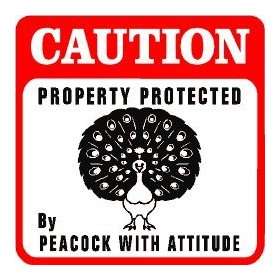    CAUTION PEACOCK WITH ATTITUDE pet bird sign