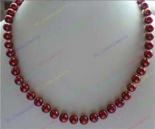 Purple Red 8mm South Sea Shell Pearl Necklace 18 B017  