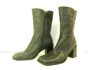 EDGY! CANDIES Characoal Gray Gleaming Crackly Leather Boots 7.5  