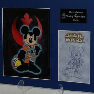  Rare Disney Mickey Star Wars L/e 500 Sericel X wing ART 