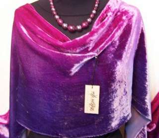 Maya Matazaro Hand Dyed Silk Velvet Shawl Scarf Signed  