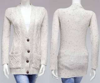 NEW WOMENS CABLE KNITTED BOYFRIEND CARDIGAN SIZE S,M,L  