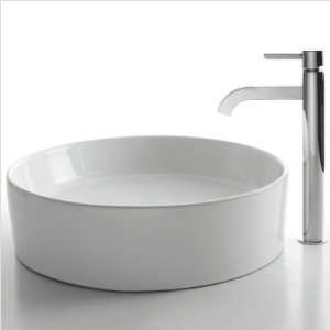   140 1007CH Ceramic Vessel Style Bathroom Sink   White Ceramic / Chrome