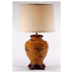   Golden Honey Colored Pottery Ceramic Table Lamp: Home Improvement