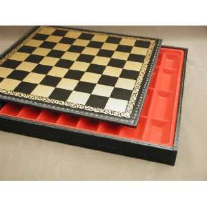   Gold Leather Chess Board with Storage Chest (17.5) 