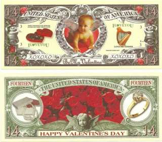 Happy Valentines Day 14 Dollar Love Bill (5/$3.00)  