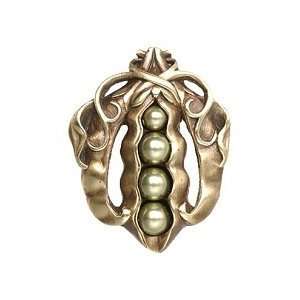  Pearly Peapod Cabinet Knob, Antique Brass: Home 