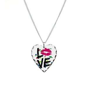  Necklace Heart Charm LOVE Lips   Peace Symbol: Artsmith 