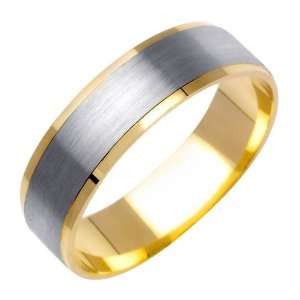   Surface Fancy Mens 6 mm 14K Two Tone Gold Wedding Band: Jewelry