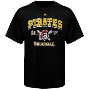 Majestic Pittsburgh Pirates Past Time Original T Shirt   Black  