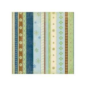 Scrapbook Paper   Brownie Girl Scouts Blue Decorative Stripes   12 x 