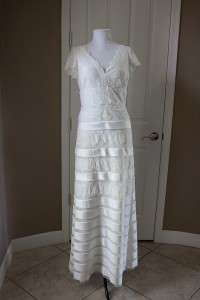 JS Collections Laser Cut Ivory Wedding Gown Dress 6  