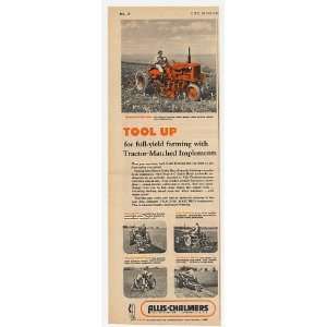  1951 Allis Chalmers Tractor Matched Implements Print Ad 