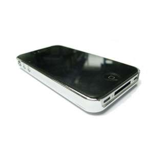 New in Gift BOX White Luxury Leather Chrome Case Cover for iPhone 4 4G 