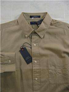 Daniel Mens Button Down L Polo Shirt Pocket Dress Khaki Tan Long 