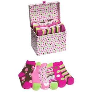    Baby Girl Socks In A Box Gift Pack   6 Pair   0 12 Months Baby