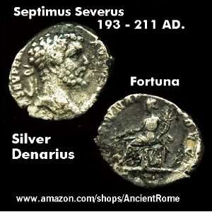  Roman Emperor Septimus Severus. Fortuna. Ancient Roman 