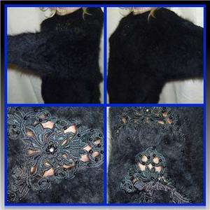   slouchy cut outs Diamonds LACEY FLUFFY FURRY 90% Angora SWEATER Jumper