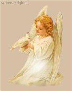 Holiday Victorian Christmas Angel Kneeling Counted Cross Stitch Chart 