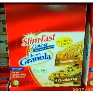 Slim Fast Optima Chewy Granola Meal Bar Variety Pk   12 ct.