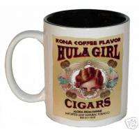 Hula Girl Cigars COFFEE MUG black from Hawaii  