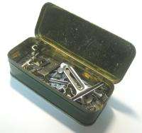 ANTIQUE SINGER SEWING ATTACHMENT TOOL TIN BOX 20 PIECES  