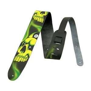   Leather Airbrushed Guitar Strap, Eightball Skull: Musical Instruments
